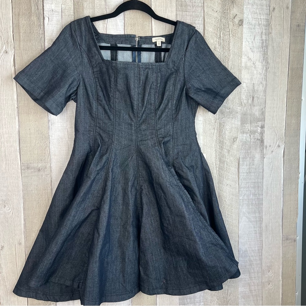 NWT Anthropologie Pilcro Short-Sleeve Square-Neck Denim Mini Dress Medium - Picture 6 of 15